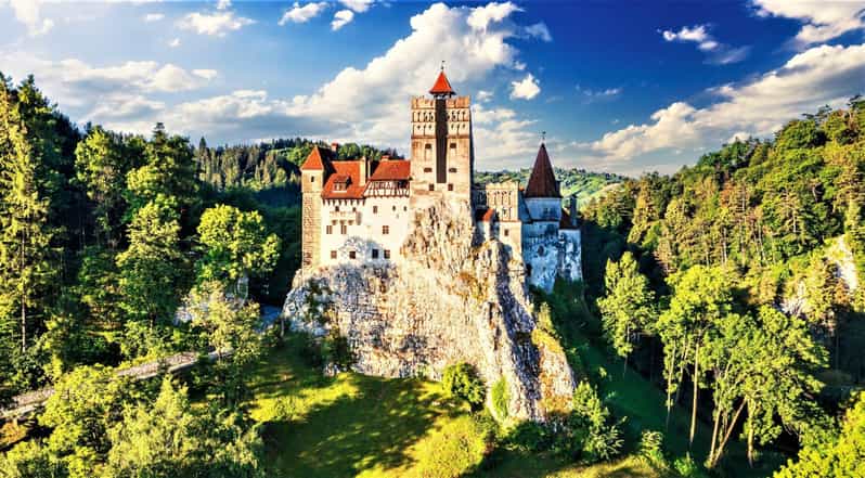 Bran Castle on its rock above the Transylvanian valley