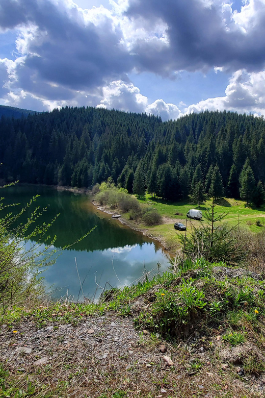 From Cluj: Mountain Bike around Lake Dragan - From viewpoint down to Lake Dragan’s right arm